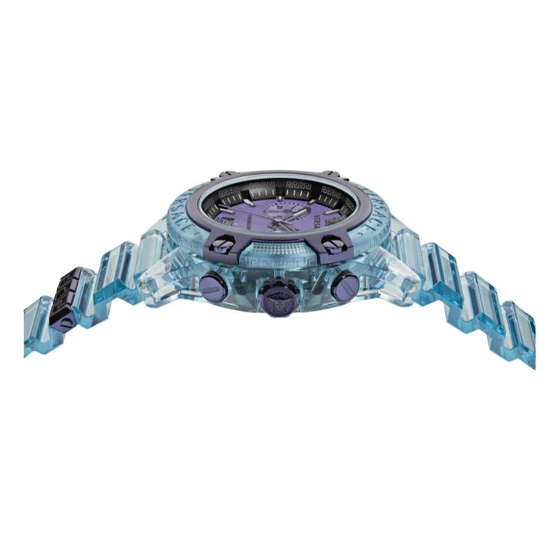  Shop Authentic Versace Icon Active Chronograph Purple Dial Blue Silicone Strap Watch For Men - VEZ701523 - Luxxuri