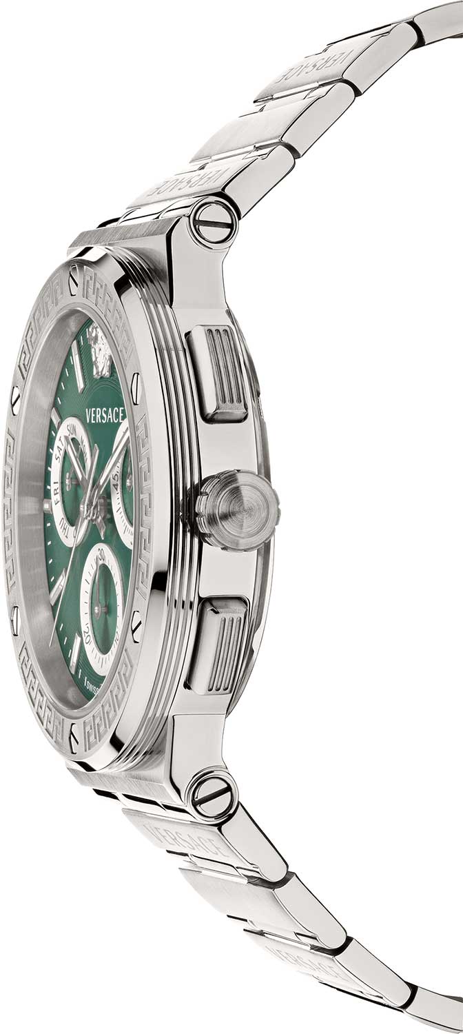  Shop Authentic Versace Grace Chronograph Quartz Green Dial Silver Steel Strap Watch For Men - VEZ900121 - Luxxuri