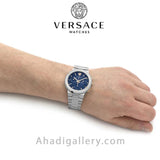  Shop Authentic Versace Greca Quartz Blue Dial Silver Steel Strap Watch For Men - VEZ900221 - Luxxuri