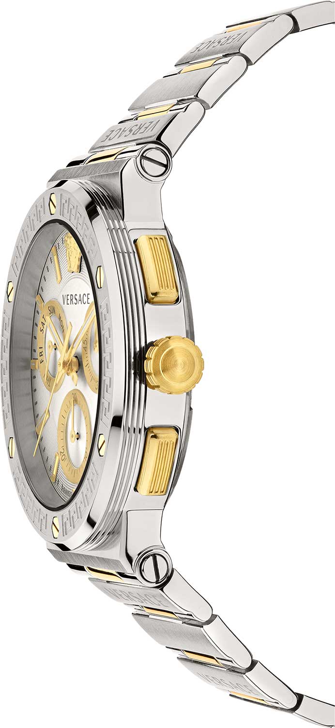  Shop Authentic Versace Greca Chronograph White Dial Two Tone Steel Strap Watch For Men - VEZ900321 - Luxxuri