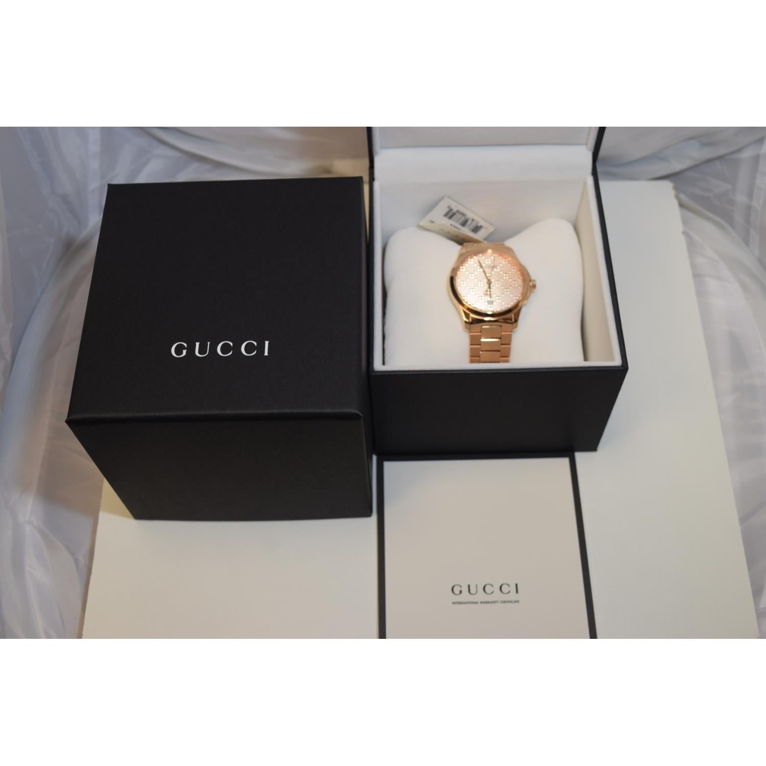  Shop Authentic Gucci G Timeless Quartz Gold Dial Gold Steel Strap Watch For Women - YA126482 - Luxxuri