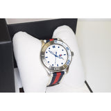  Shop Authentic Gucci G Timeless Quartz White Dial Two Tone Nylon Strap Watch for Men - YA126239 - Luxxuri