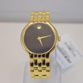 Movado Veturi Quartz Black Dial Gold Steel Strap Watch for Men - 0606934