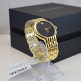  Shop Authentic Movado Veturi Quartz Black Dial Gold Steel Strap Watch for Men - 0606934 - Luxxuri