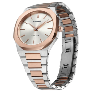 D1 Milano Ultra Thin Silver Dial Two Tone Strap Watch for Women - D1-UTBJ01