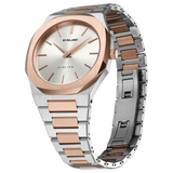 D1 Milano Ultra Thin Silver Dial Two Tone Strap Watch for Women - D1-UTBJ01