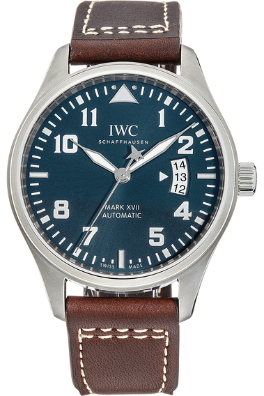  Shop Authentic IWC Pilots Watch Mark XVII Edition Le Petit Prince Blue Dial Brown Leather Strap Watch for Men - IW326506 - Luxxuri