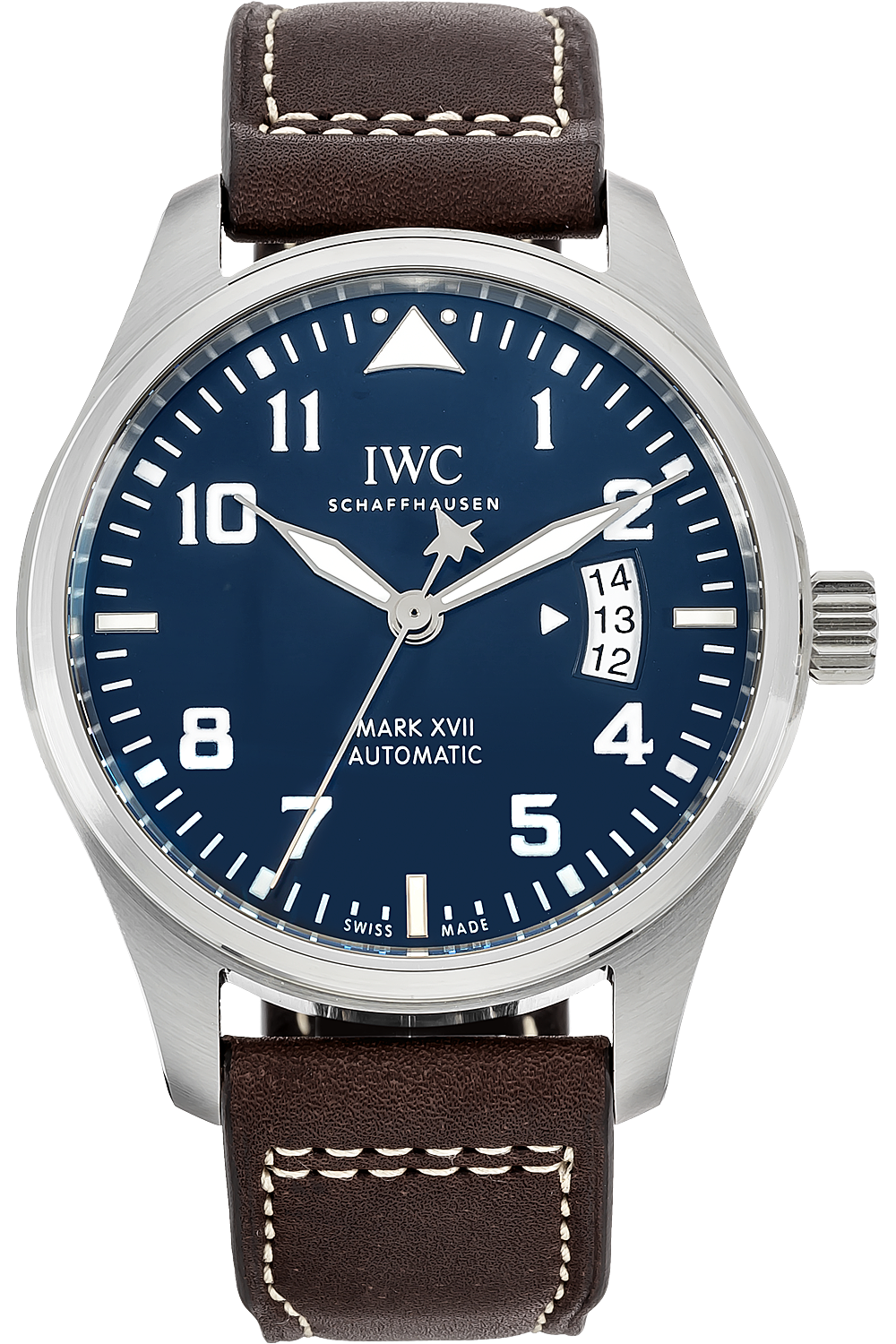  Shop Authentic IWC Pilots Watch Mark XVII Edition Le Petit Prince Blue Dial Brown Leather Strap Watch for Men - IW326506 - Luxxuri