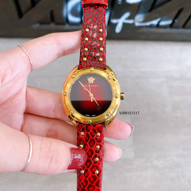  Shop Authentic Versace Shadov Quartz Red Dial Red Leather Strap Watch for Women - VEBM00918 - Luxxuri