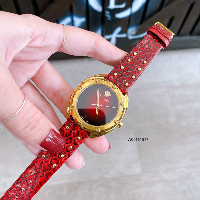  Shop Authentic Versace Shadov Quartz Red Dial Red Leather Strap Watch for Women - VEBM00918 - Luxxuri