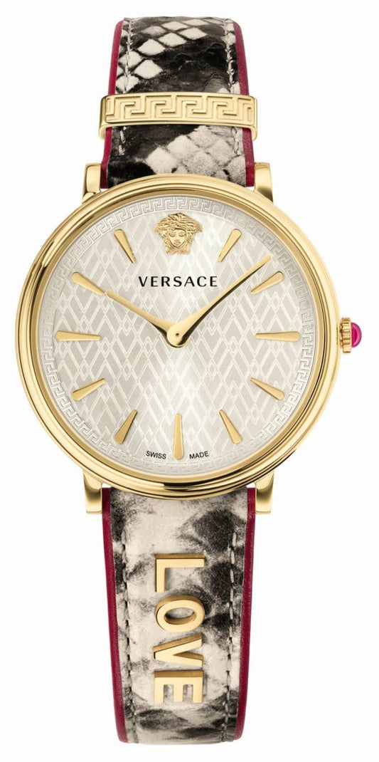  Shop Authentic Versace V Circle Quartz White Dial Brown Leather Strap Watch For Women - VBP08017 - Luxxuri
