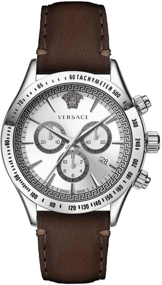  Shop Authentic Versace Classic Chronograph Quartz Silver Dial Brown Leather Strap Watch For Men - VEV700119 - Luxxuri