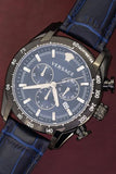  Shop Authentic Versace V-Ray Chronograph Quartz Blue Dial Black Leather Strap Watch For Men - VEDB00418 - Luxxuri