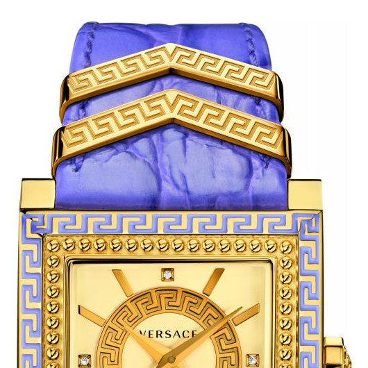  Shop Authentic Versace Day Glam Chronograph Gold Dial Purple Leather Strap Watch for Women - VQF040015 - Luxxuri