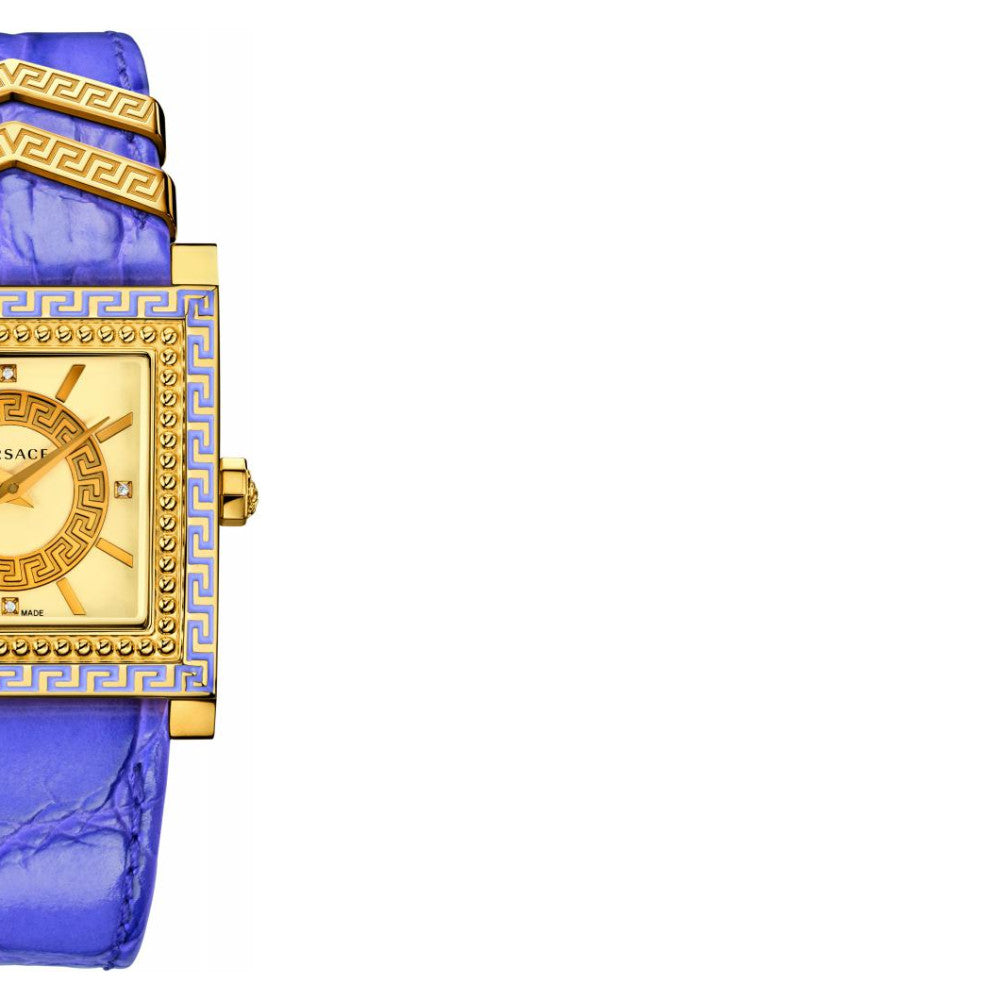  Shop Authentic Versace Day Glam Chronograph Gold Dial Purple Leather Strap Watch for Women - VQF040015 - Luxxuri