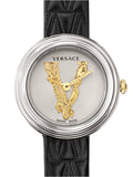  Shop Authentic Versace Virtus Quartz White Dial Black Leather Strap Watch For Women - VET300421 - Luxxuri