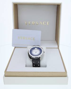  Shop Authentic Versace Shadov Quartz Silver Dial Black Snake Leather Strap Watch for Women - VEBM00118 - Luxxuri