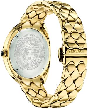  Shop Authentic Versace Shadov Quartz Gold Dial Gold Steel Strap Watch for Women - VEBM00618 - Luxxuri