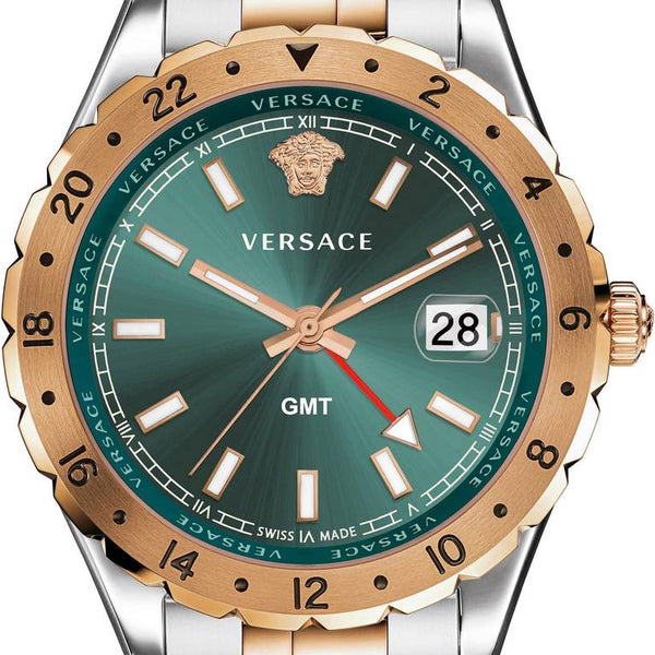  Shop Authentic Versace Hellenyium GMT Green Dial Two Tone Steel Strap Watch for Men - V11050015 - Luxxuri