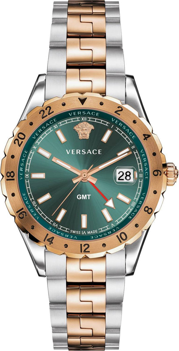  Shop Authentic Versace Hellenyium GMT Green Dial Two Tone Steel Strap Watch for Men - V11050015 - Luxxuri