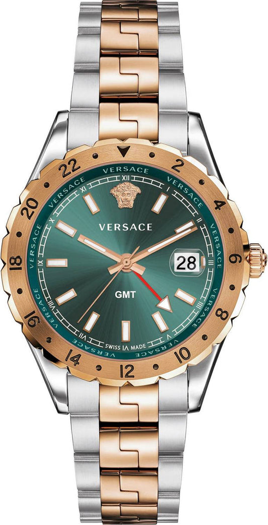  Shop Authentic Versace Hellenyium GMT Green Dial Two Tone Steel Strap Watch for Men - V11050015 - Luxxuri