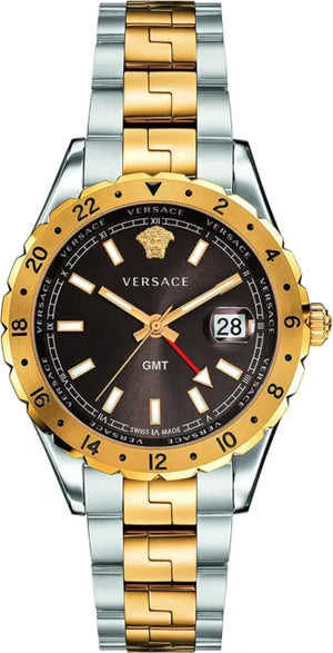  Shop Authentic Versace Hellenyium GMT Black Dial Two Tone Steel Strap Watch for Men - V11040015 - Luxxuri
