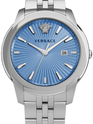  Shop Authentic Versace V-Urban Light Blue Dial Silver Steel Strap Watch for Men - VELQ00419 - Luxxuri