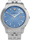  Shop Authentic Versace V-Urban Light Blue Dial Silver Steel Strap Watch for Men - VELQ00419 - Luxxuri