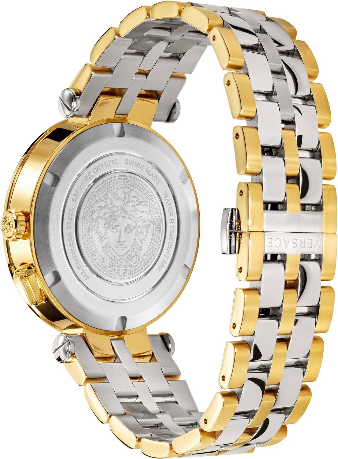  Shop Authentic Versace V-Race Quartz Black Dial Gold Steel Strap Watch For Men - VEBV00519 - Luxxuri