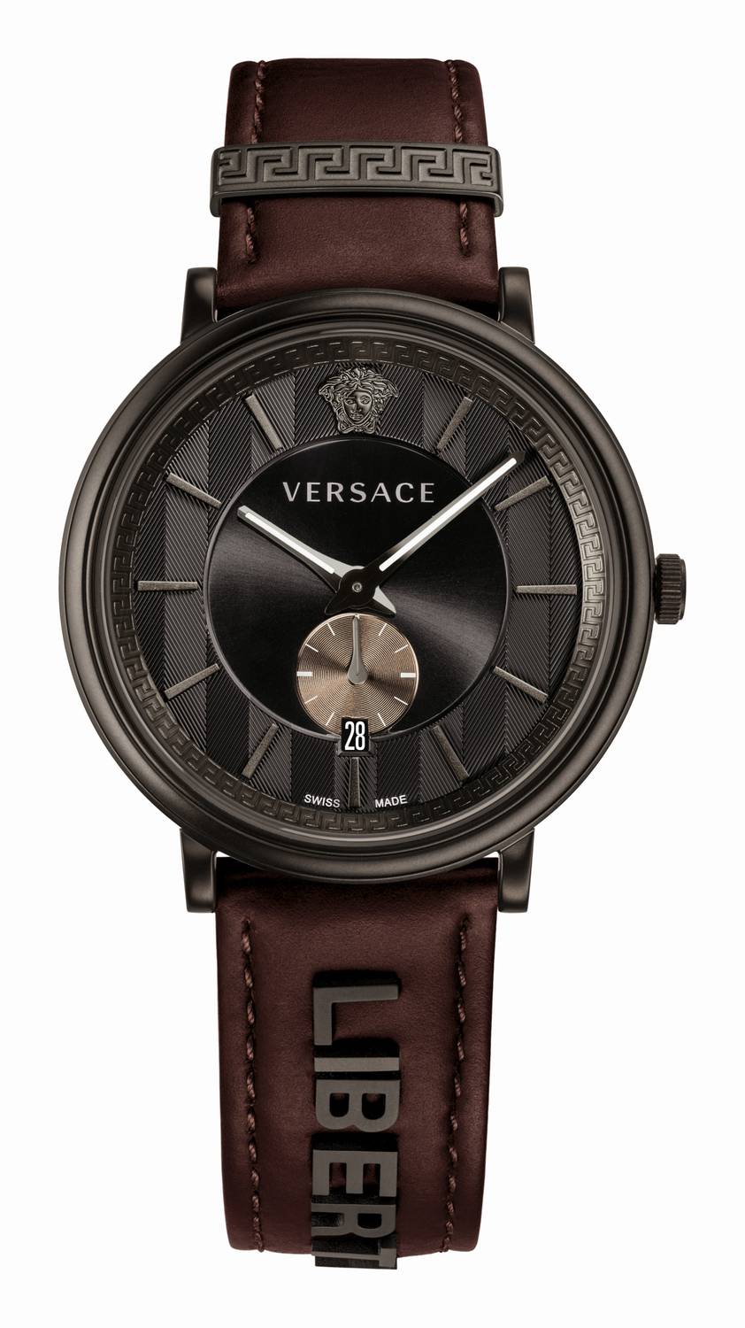  Shop Authentic Versace V-Circle Manifesto Black Dial Maroon Leather Strap Watch for Men - VBQ040017 - Luxxuri