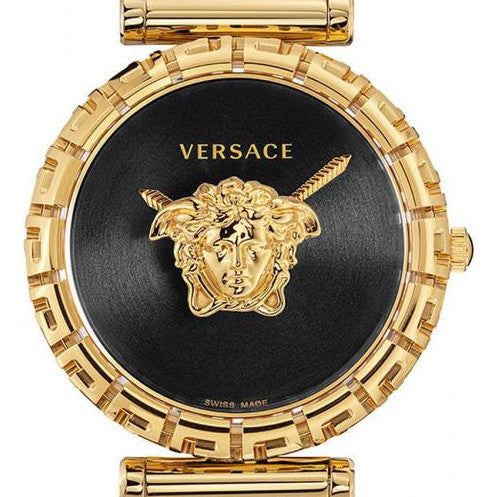  Shop Authentic Versace Palazzo Empire Greca Black Dial Gold Mesh Bracelet Watch for Women - VEDV00519 - Luxxuri
