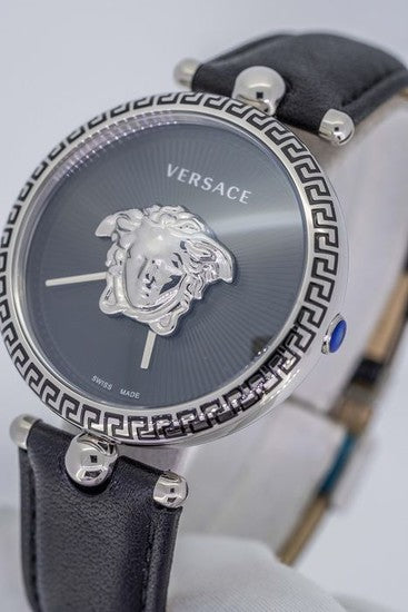  Shop Authentic Versace Palazzo Empire Black Dial Black Leather Strap Watch for Women - VCO060017 - Luxxuri