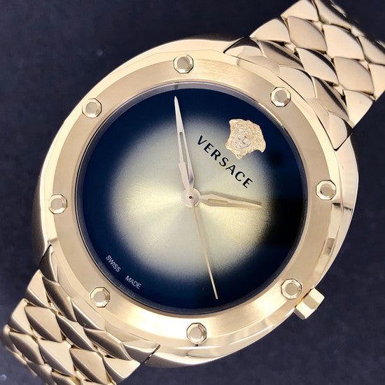 Shop Authentic Versace Shadov Quartz Gold Dial Gold Steel Strap Watch for Women - VEBM00618 - Luxxuri
