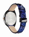  Shop Authentic Versace Shadov Quartz Black Dial Blue Leather Strap Watch for Men - VEBM00418 - Luxxuri