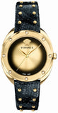  Shop Authentic Versace Shadov Quartz Gold Dial Black Leather Strap Watch for Women - VEBM01118 - Luxxuri