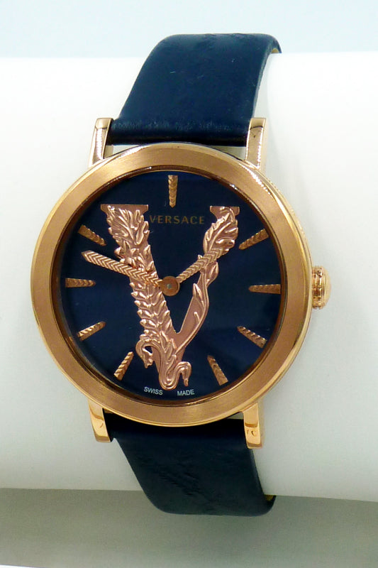  Shop Authentic Versace Virtus Quartz Blue Dial Blue Leather Strap Watch for Women - VEHC00419 - Luxxuri