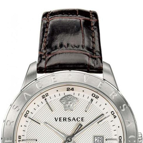  Shop Authentic Versace Univers White Dial Brown Leather Strap Watch for Men - VEBK00118 - Luxxuri