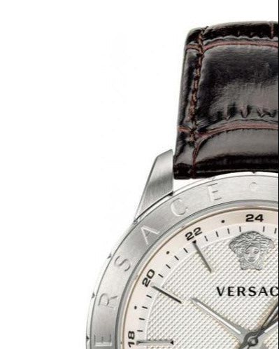  Shop Authentic Versace Univers White Dial Brown Leather Strap Watch for Men - VEBK00118 - Luxxuri