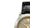  Shop Authentic Versace Univers Beige Dial Black Leather Strap Watch for Men - VEBK00218 - Luxxuri
