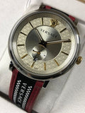  Shop Authentic Versace V Circle Silver Dial Two Tone Leather Strap Watch for Men - VEBQ01319 - Luxxuri