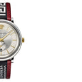  Shop Authentic Versace V Circle Silver Dial Two Tone Leather Strap Watch for Men - VEBQ01319 - Luxxuri