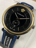  Shop Authentic Versace  V-Circle Black Dial Blue Leather Strap Watch for Men - VEBQ01419 - Luxxuri