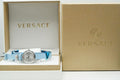  Shop Authentic Versace V Flare Silver Dial Blue Leather Strap Watch for Women - VEBN00118 - Luxxuri