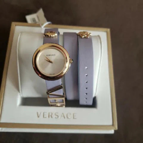  Shop Authentic Versace V-Flare Silver Dial Purple Leather Strap Watch for Women - VEBN00318 - Luxxuri