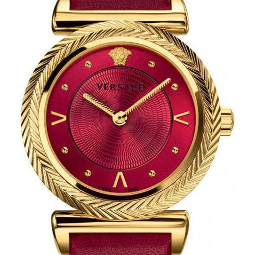  Shop Authentic Versace V-Motif Red Dial Red Leather Strap Watch for Women - VERE00418 - Luxxuri