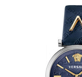  Shop Authentic Versace V-Twist Quartz Blue Dial Blue Leather Strap Watch for Women - VELS00119 - Luxxuri