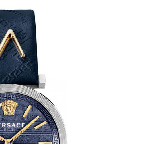  Shop Authentic Versace V-Twist Quartz Blue Dial Blue Leather Strap Watch for Women - VELS00119 - Luxxuri
