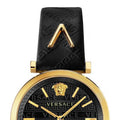  Shop Authentic Versace V-Twist Black Dial Black Leather Strap Watch for Women - VELS00619 - Luxxuri