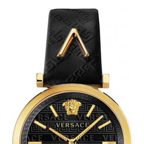  Shop Authentic Versace V-Twist Black Dial Black Leather Strap Watch for Women - VELS00619 - Luxxuri