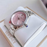  Shop Authentic Versace Hellenyium Pink Dial Silver Steel Strap Watch for Women - V12010015 - Luxxuri